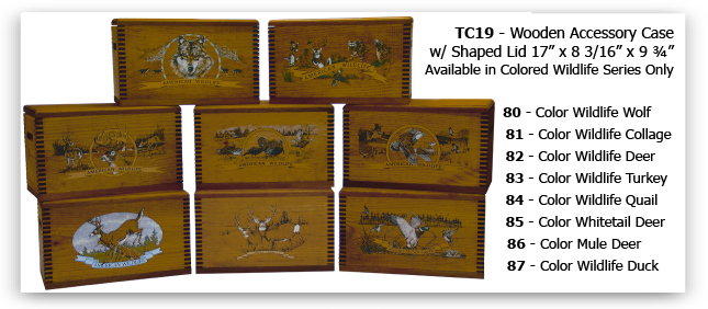 WOODEN ACCESSORY BOX WITH "WILDLIFE SERIES" PRINTS