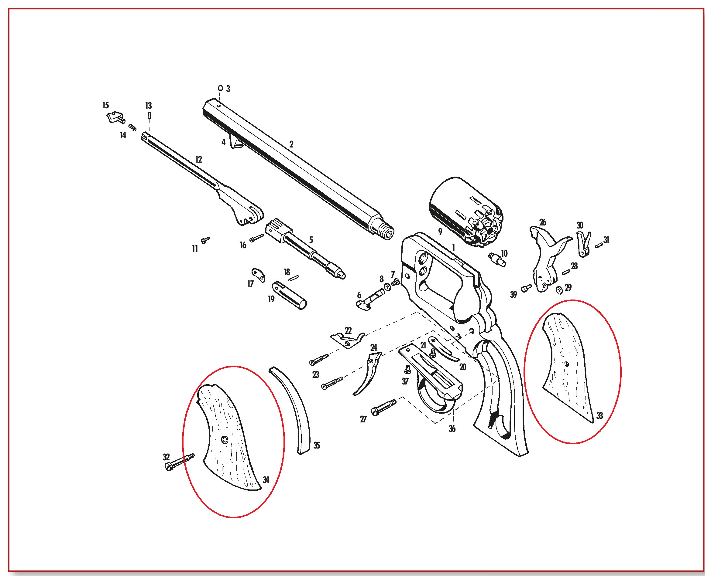 Show product details for #33-34 1862 Spiller & Burr Right and Left Grips 