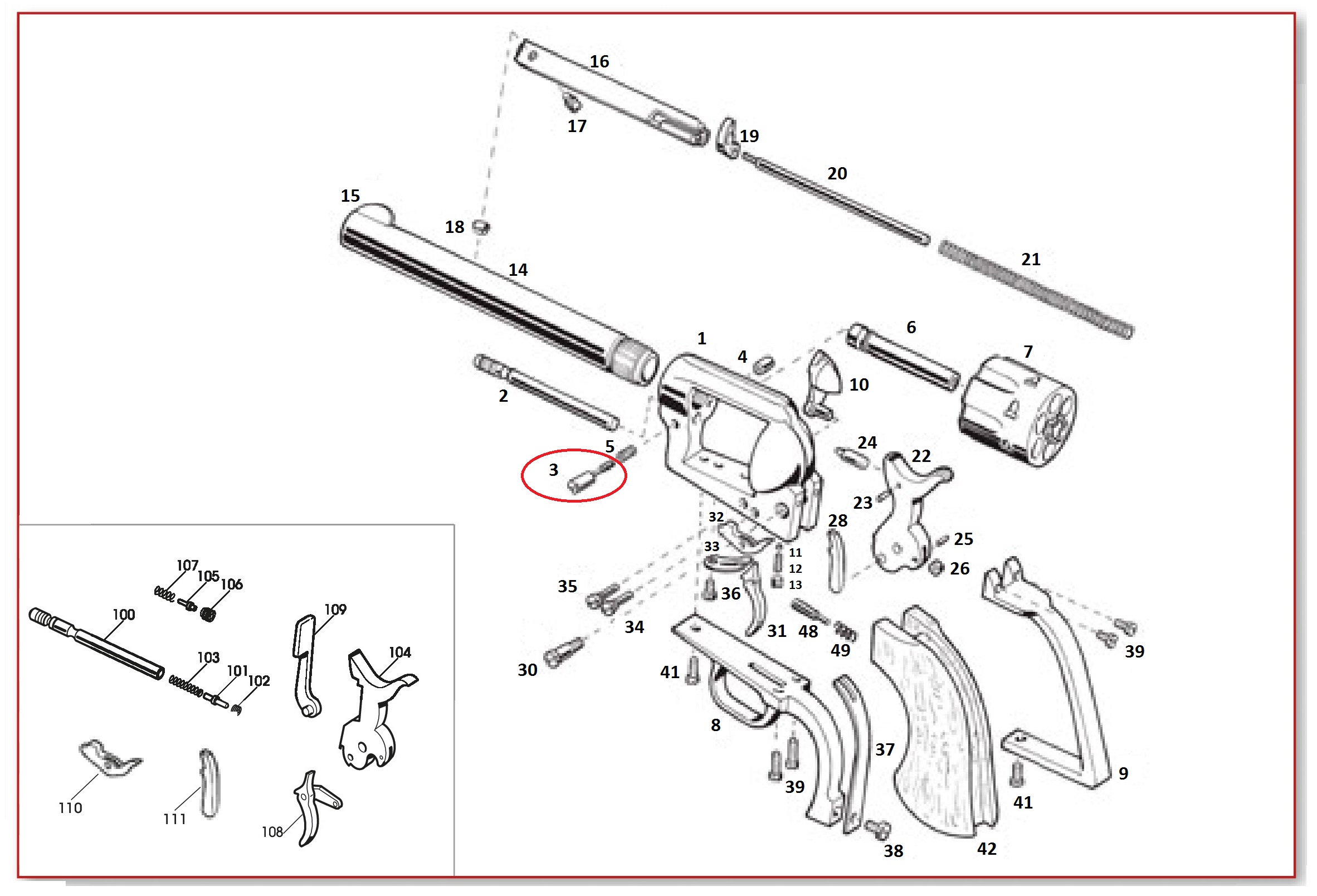 Show product details for #3 1873 GWII Base Pin Latch (Screw) - Blued