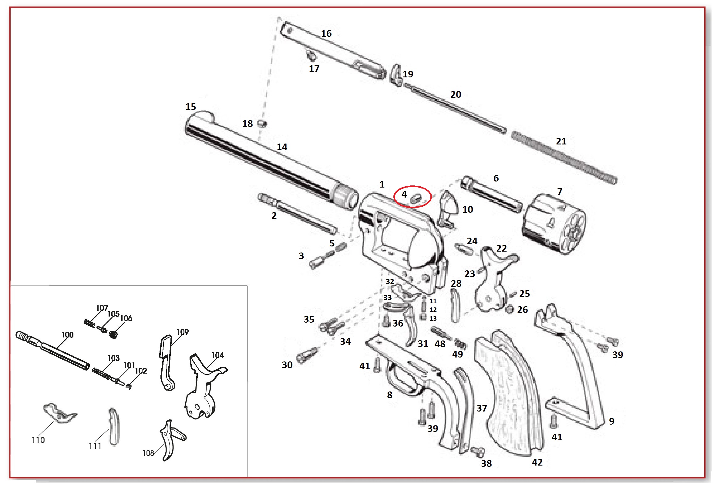 Show product details for #4 1873 GWII Base Pin Latch Nut - Blued