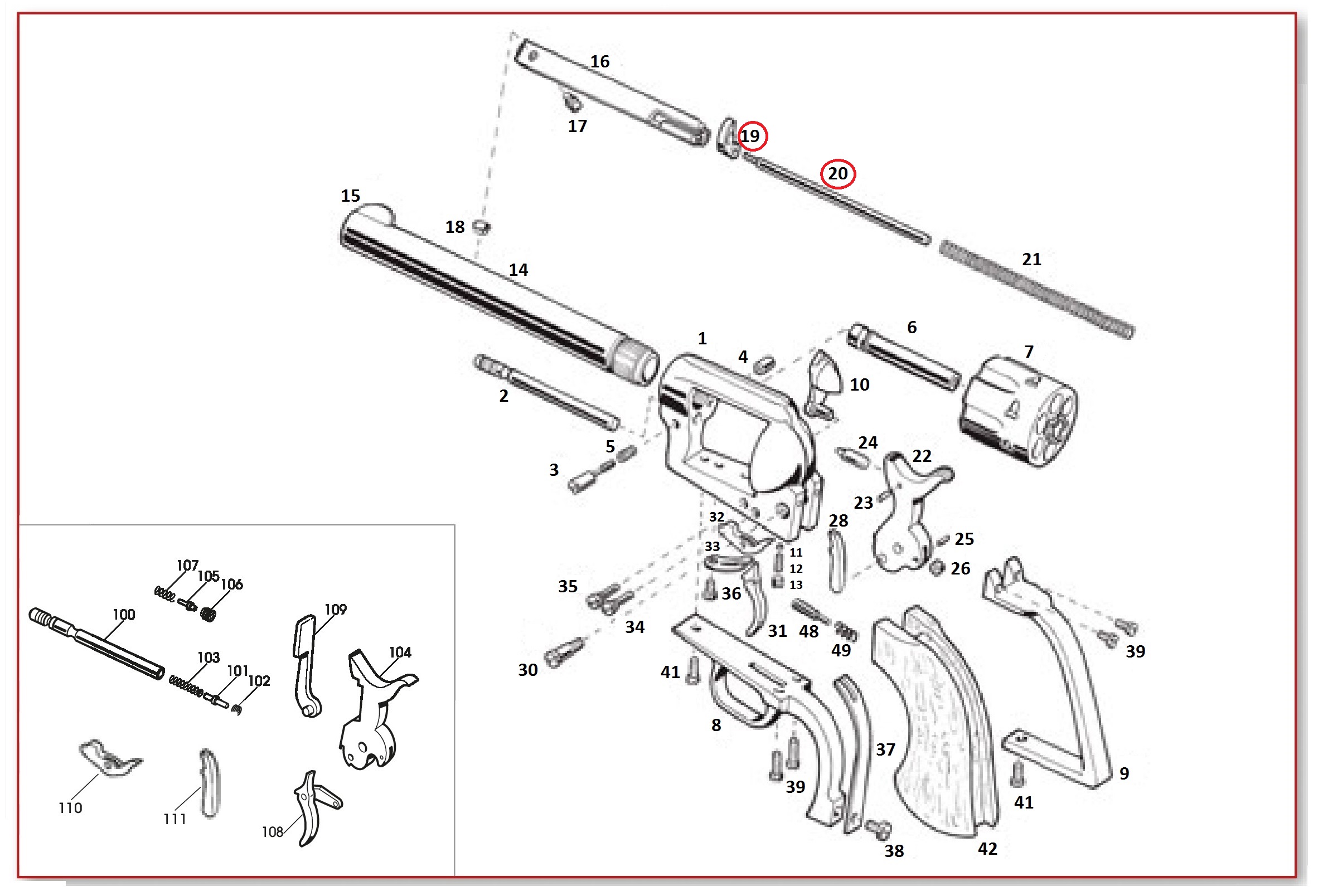 Show product details for #19-20 1873 GWII Ejector Rod & Head .45LC, .44-40W