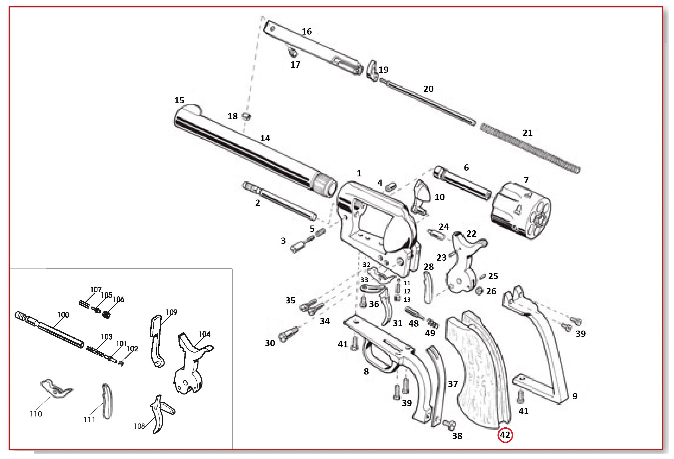 Show product details for #42 1873 GWII Wood Grip Finished For Steel Grip Frame (NON-RETURNABLE ITEM) (1pc)