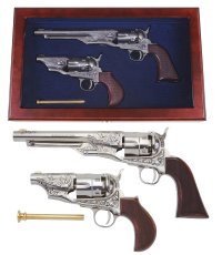 Cased Set: 1860 Army/1862 Snubnose Deluxe Engraved "Old Silver"